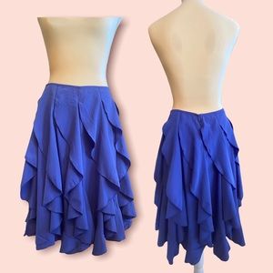 Blue silk ruffle skirt. Size 4.